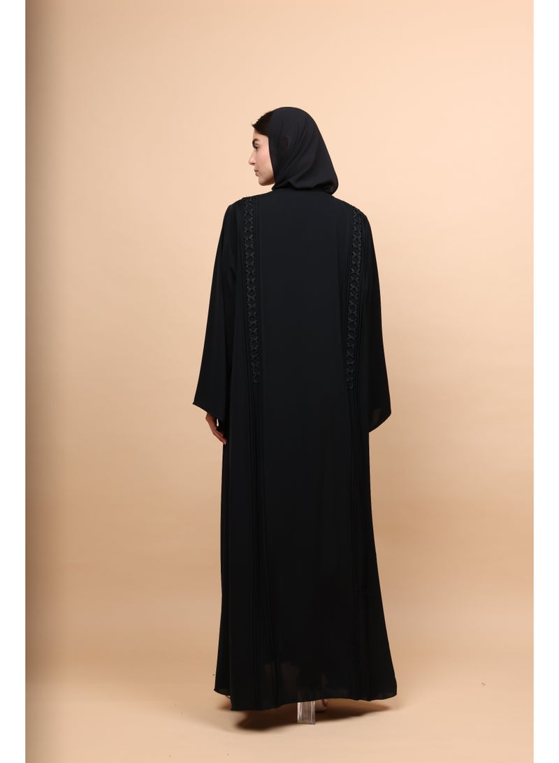 IKKXA Celestial Jet Open-Stitch Abaya - Image 2